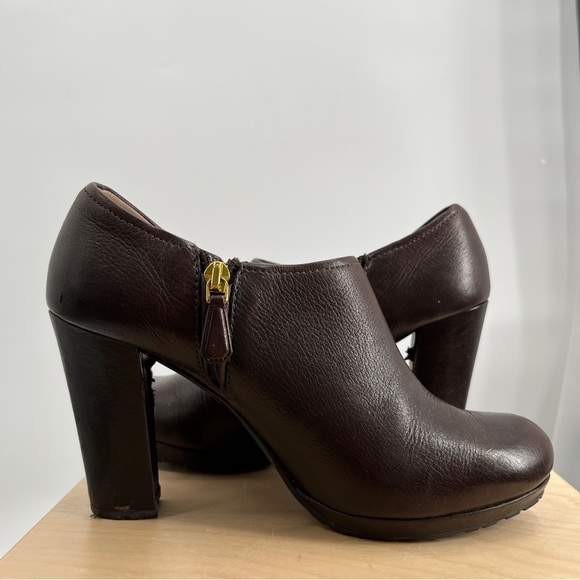PRADA Brown Heeled Lthr Booties 37.5 - Picture 5 of 13